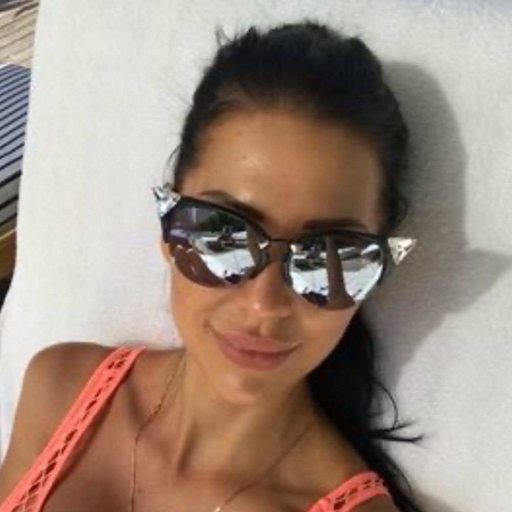 Fendi Iridia Black Crystal Mirrored Sunglasses